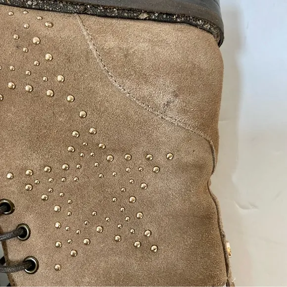 Dune London Prentice Star Studded Tan Biker Boots Size EU 39/US 8