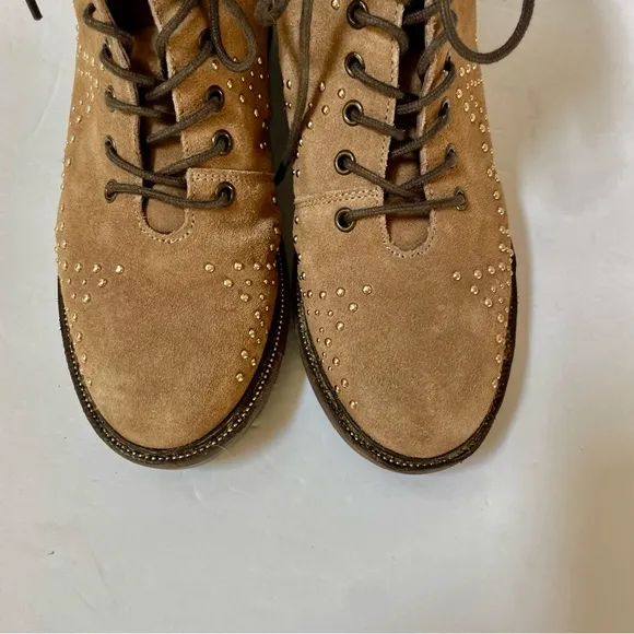 Dune London Prentice Star Studded Tan Biker Boots Size EU 39/US 8