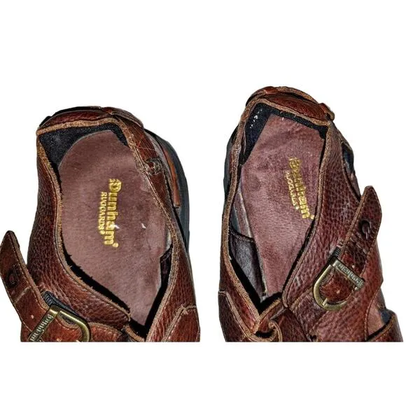 Dunham Ruggards Leather Sandals Brown Abzorb Soles Buckle S4210BR Size 16B Nar