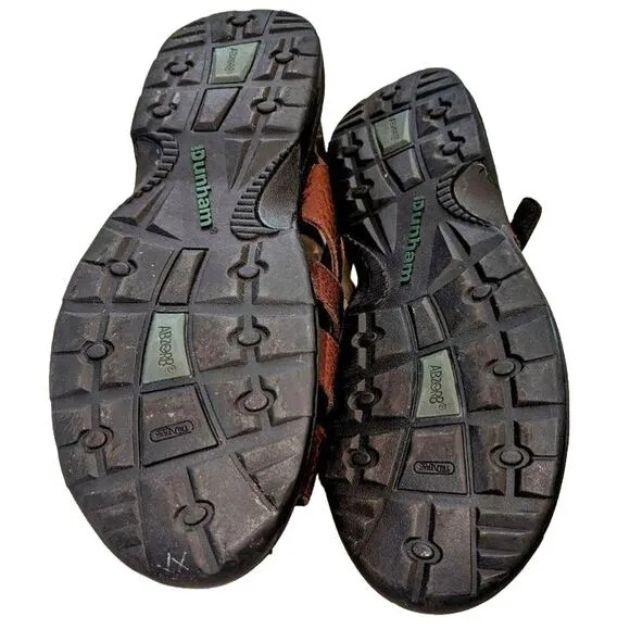Dunham Ruggards Leather Sandals Brown Abzorb Soles Buckle S4210BR Size 16B Nar