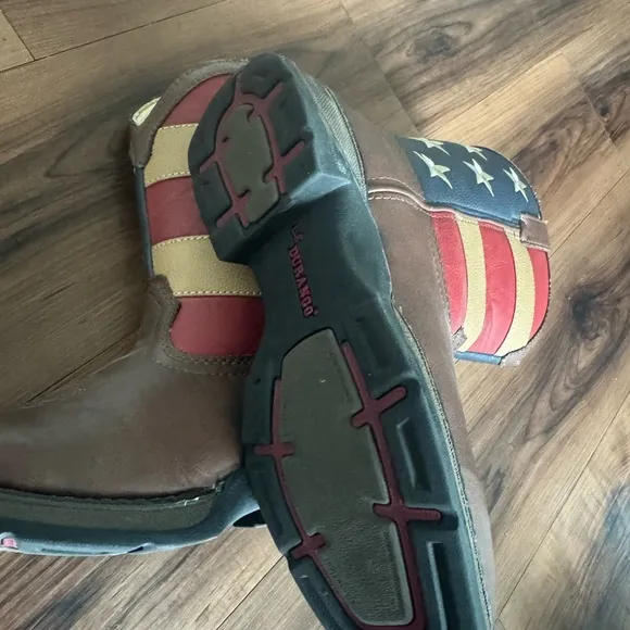 Durango Brown and Blue Western Boots with Patriotic Design