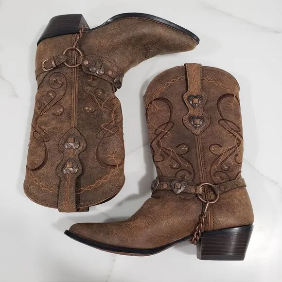 Durango Crush Heartbreaker Pointed Toe Cowboy Boots Brown Western Womens 7.5M