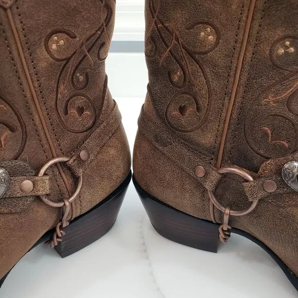Durango Crush Heartbreaker Pointed Toe Cowboy Boots Brown Western Womens 7.5M
