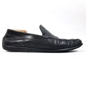 ecco Black Leather Moccasin Slip On Loafers Driving Shoes Old Money Quiet Luxury