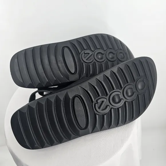 Ecco Black Leather Velcro Sandals | Men’s Size 13 EU 47