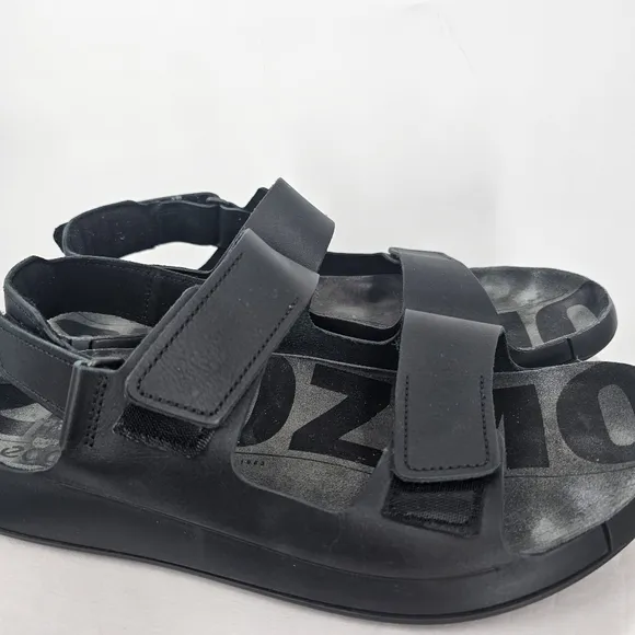 Ecco Black Leather Velcro Sandals | Men’s Size 13 EU 47
