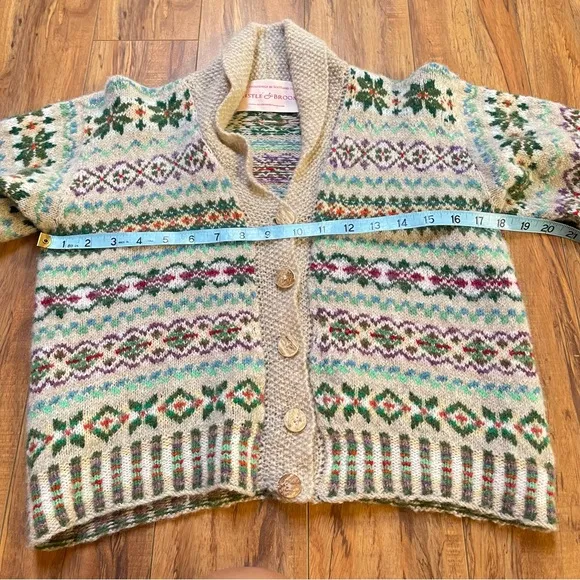 Edinburgh Thistle &amp; Broom Heritage Fair Isle Wool Cardigan Sweater Fits S