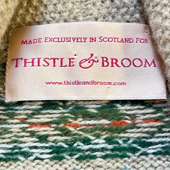 Edinburgh Thistle &amp; Broom Heritage Fair Isle Wool Cardigan Sweater Fits S