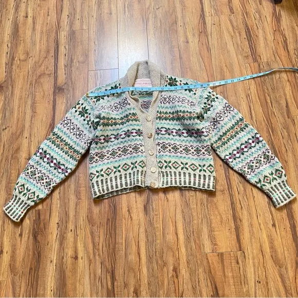 Edinburgh Thistle &amp; Broom Heritage Fair Isle Wool Cardigan Sweater Fits S