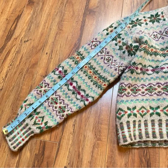 Edinburgh Thistle &amp; Broom Heritage Fair Isle Wool Cardigan Sweater Fits S