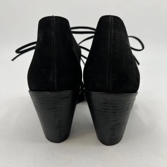 Eileen Fisher Black Suede Peep Toe Heeled Sandals | Size 9.5