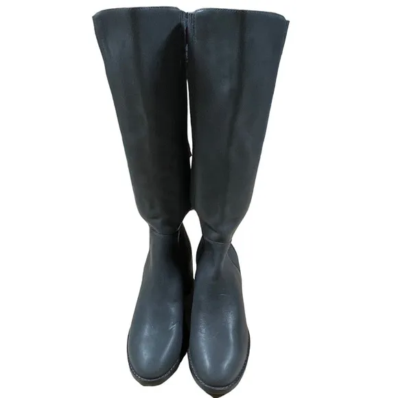 Eileen Fisher Gray Destry Knee High Leather Boots Women's Sz 5.5 New Without Box