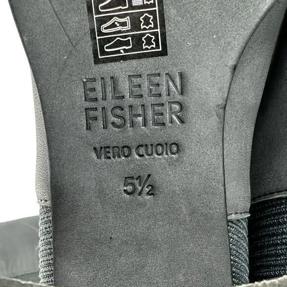 Eileen Fisher Gray Destry Knee High Leather Boots Women's Sz 5.5 New Without Box