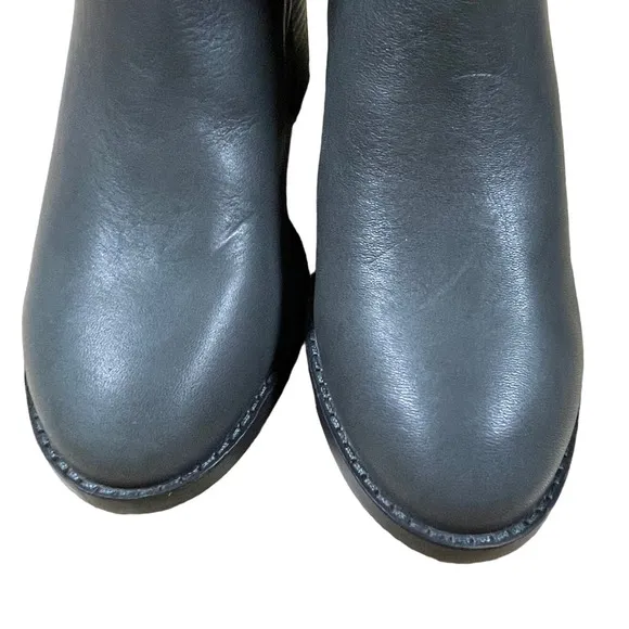 Eileen Fisher Gray Destry Knee High Leather Boots Women's Sz 5.5 New Without Box