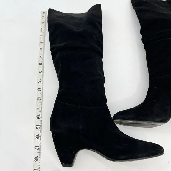 Eileen Fisher Slouched Tall Heeled Boots Women’s Black Suede Women's 9 Classic