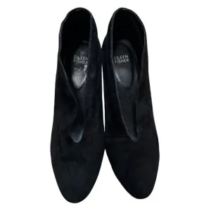 Eileen Fisher Suede Heeled Ankel Boots black classic minimalist  sz 9