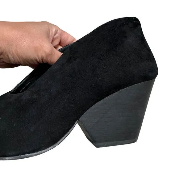 Eileen Fisher Suede Heeled Ankel Boots black classic minimalist  sz 9