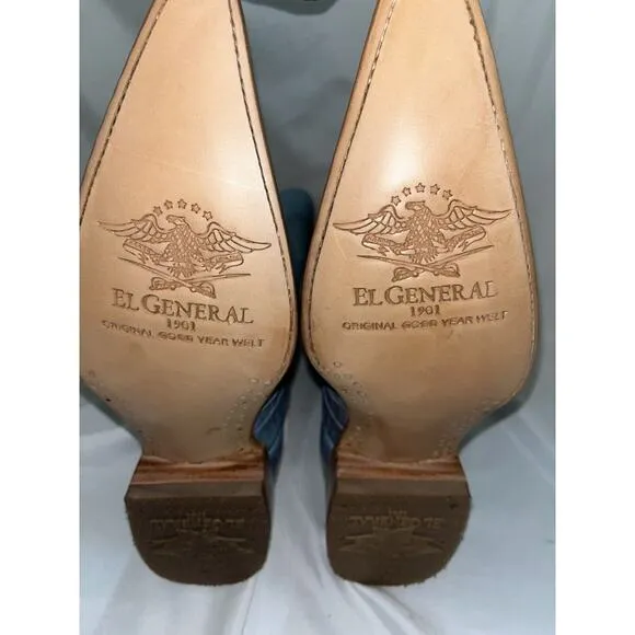El General Handmade Cowboy Rodeo Boots Exotic Leather Croc Back Women’s Sz 8.5