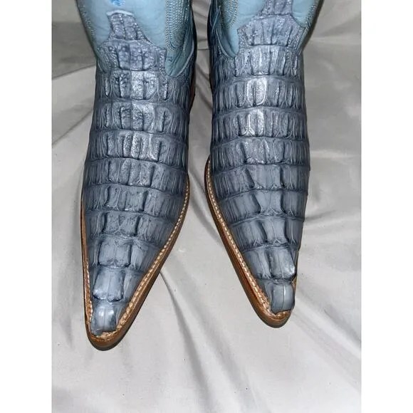 El General Handmade Cowboy Rodeo Boots Exotic Leather Croc Back Women’s Sz 8.5