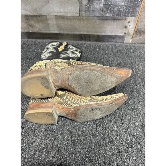 El General Lizard/Snake Skin Western Boots Pointed Toe Embroid Sz 8