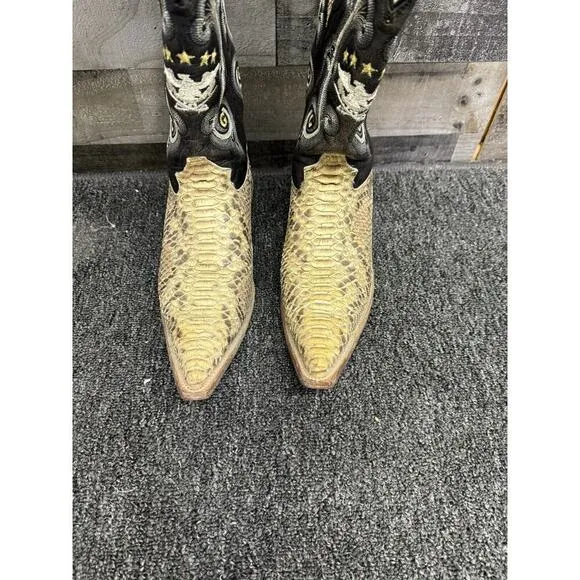 El General Lizard/Snake Skin Western Boots Pointed Toe Embroid Sz 8