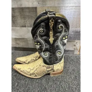 El General Lizard/Snake Skin Western Boots Pointed Toe Embroid Sz 8