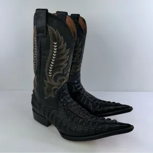 El General Men’s Black Caiman Pointed Toe Boots Size 6.5