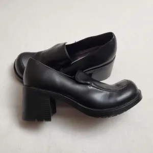 Ellemenno Black Chunky Platform Y2K Ankle Boots Women's Size 8.5 Retro Academia