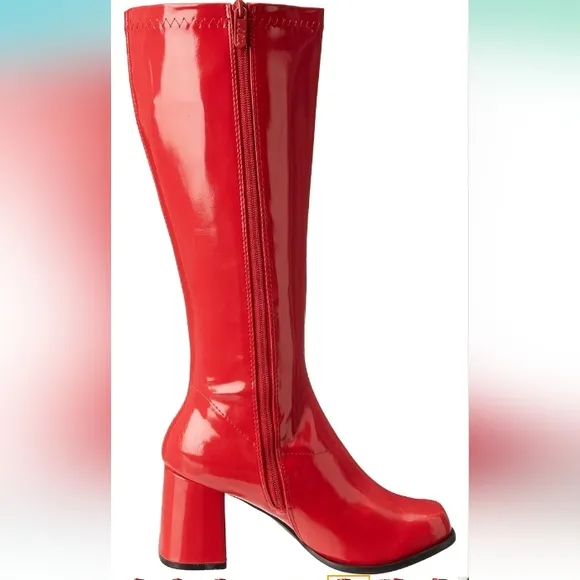ELLIE Gogo Knee High Patent Zip GoGo Boots EUC