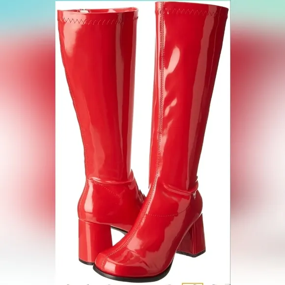 ELLIE Gogo Knee High Patent Zip GoGo Boots EUC