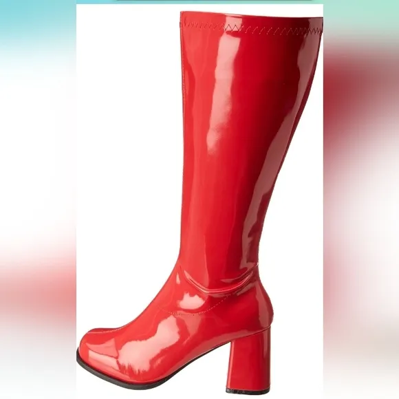 ELLIE Gogo Knee High Patent Zip GoGo Boots EUC