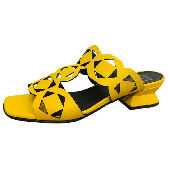 Emanuel Castro Italian Leather Two Band Yellow Sandals