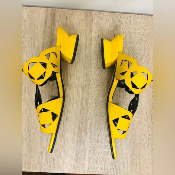 Emanuel Castro Italian Leather Two Band Yellow Sandals
