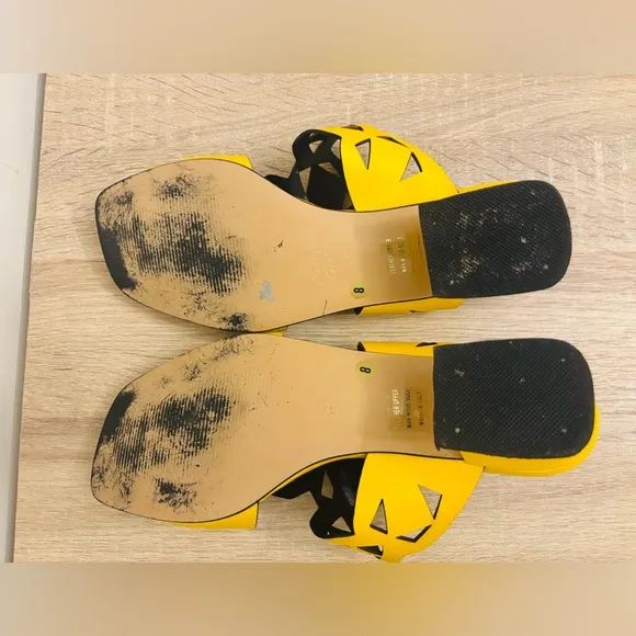 Emanuel Castro Italian Leather Two Band Yellow Sandals