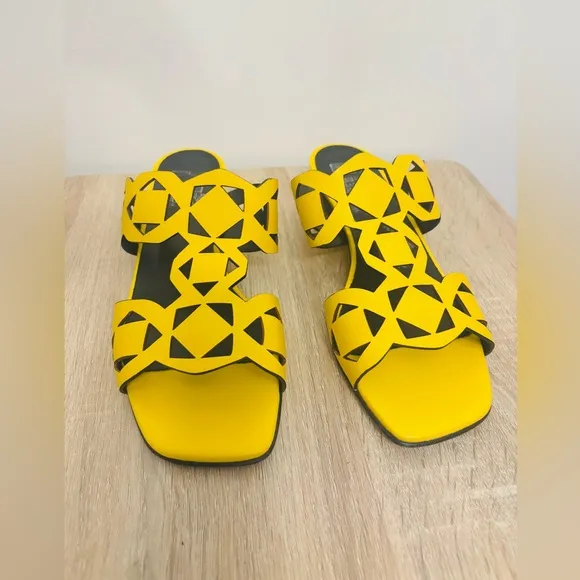 Emanuel Castro Italian Leather Two Band Yellow Sandals