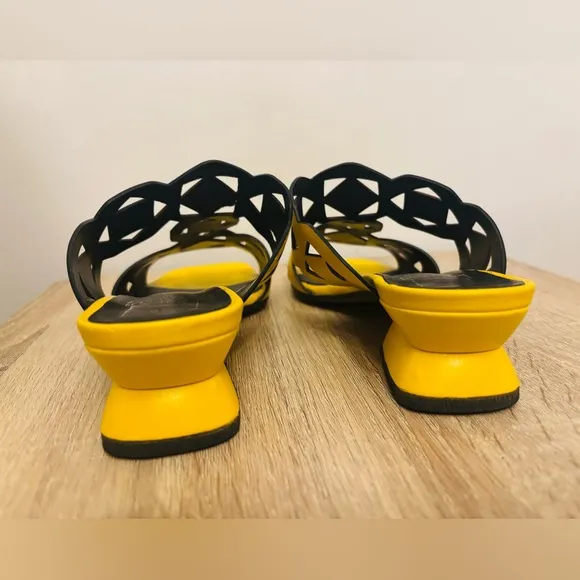 Emanuel Castro Italian Leather Two Band Yellow Sandals