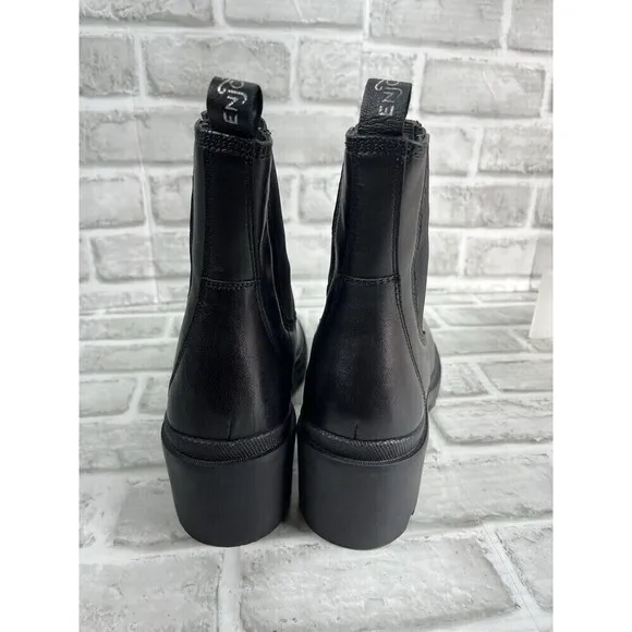 Enjoiya Women's Size 41 EU- 10.5 US Black Leather Chunky Platform Ankle Boots