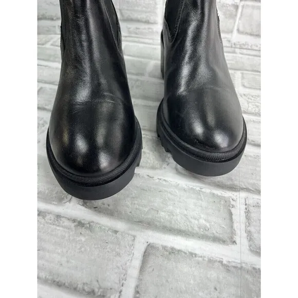 Enjoiya Women's Size 41 EU- 10.5 US Black Leather Chunky Platform Ankle Boots