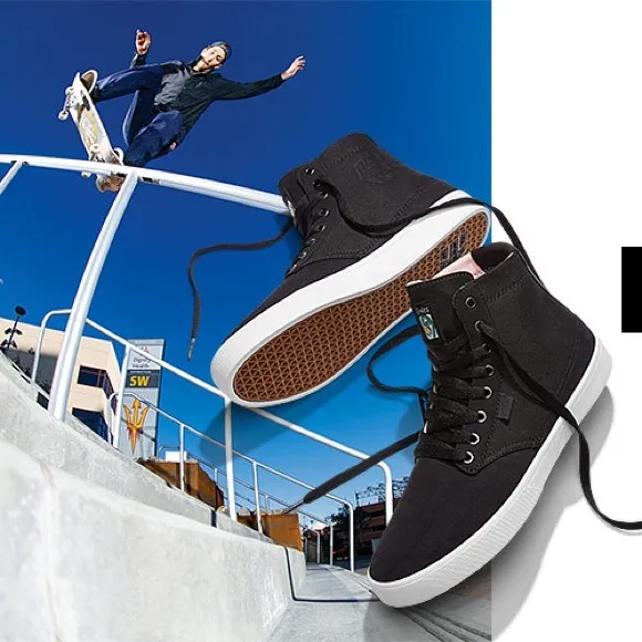 Etnies Jameson HT Black High-Top Canvas Skate Sneakers