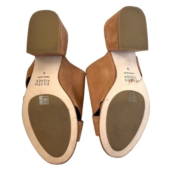 EUC Eileen Fisher Leather Heeled Sandals Size 9