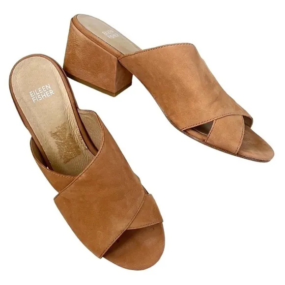 EUC Eileen Fisher Leather Heeled Sandals Size 9