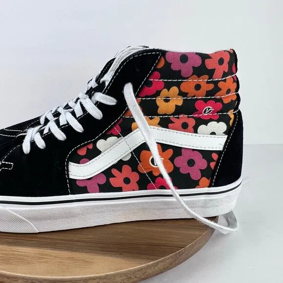 EUC Vans Flower Black/Red/Orange Canvas/Suede Floral Skater Sneakers Men’s 11