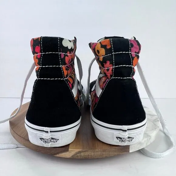 EUC Vans Flower Black/Red/Orange Canvas/Suede Floral Skater Sneakers Men’s 11