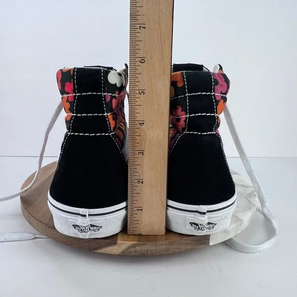 EUC Vans Flower Black/Red/Orange Canvas/Suede Floral Skater Sneakers Men’s 11