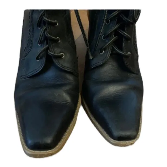 Euro Club Vintage lace up design leather boots made in Brazil black size 8.5