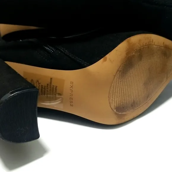 Express Women's Black Over the Knee Pointed Toe Block Heel Boots Size 6