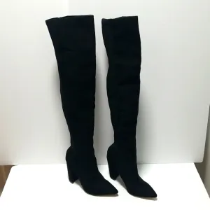 Express Women's Black Over the Knee Pointed Toe Block Heel Boots Size 6