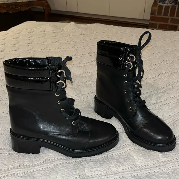 FABIANELLI: Italian Leather Combat Boots/Patent Leather size: 6US /36EU