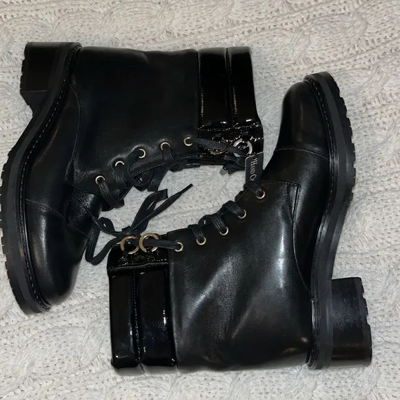 FABIANELLI: Italian Leather Combat Boots/Patent Leather size: 6US /36EU