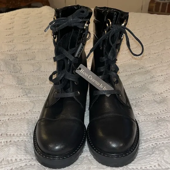 FABIANELLI: Italian Leather Combat Boots/Patent Leather size: 6US /36EU